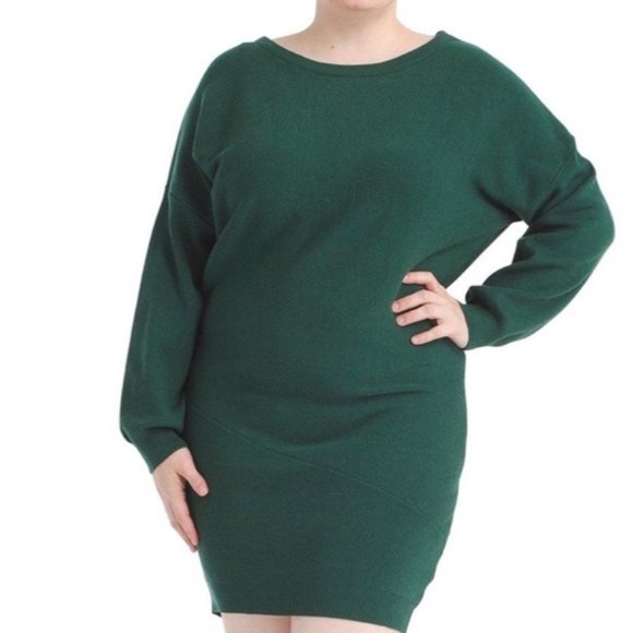 NWT Apricot Knit Sweater Dress in Deep Green with Shoulder Zipper - Picture 4 of 12